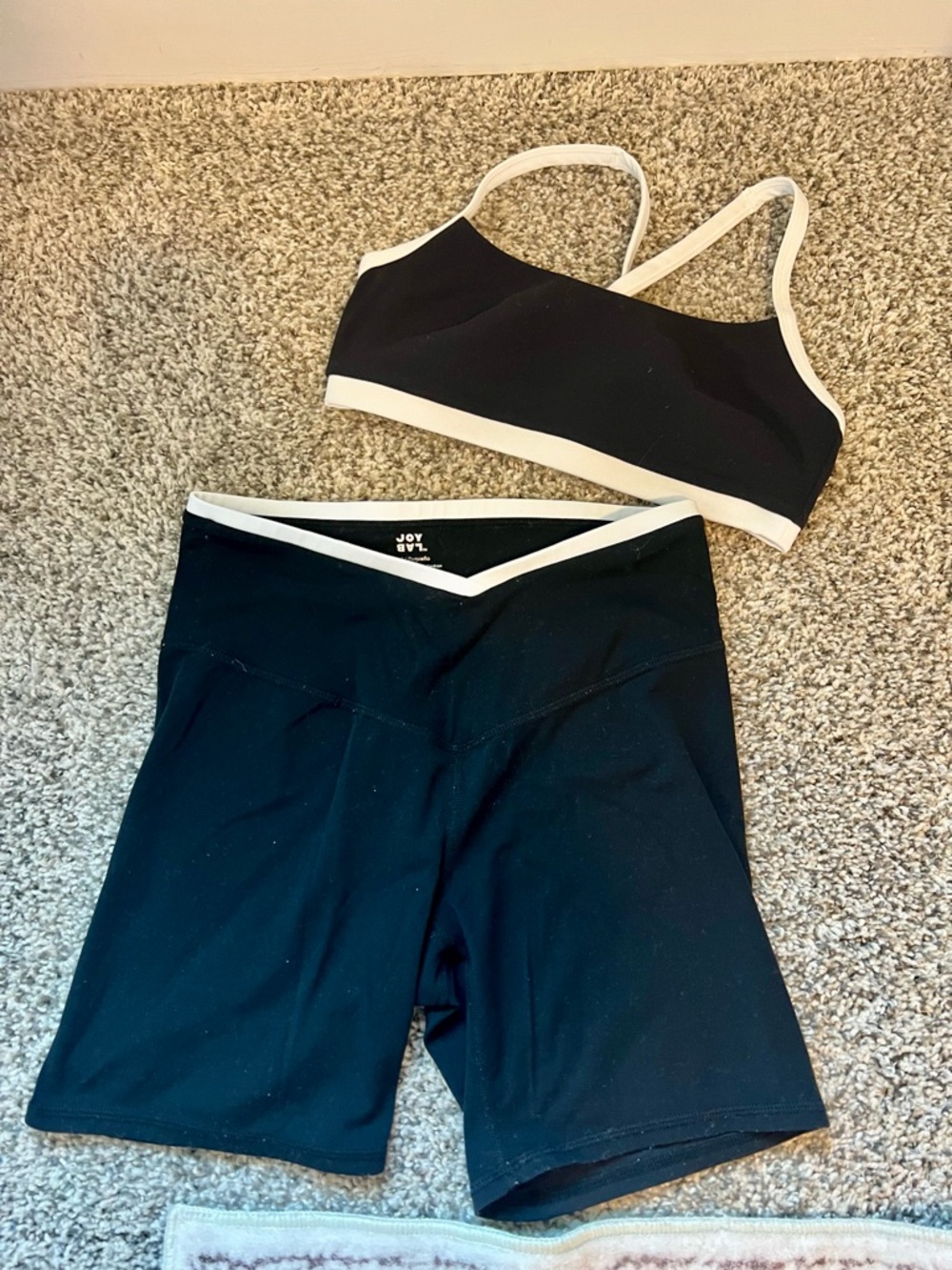 JoyLab Black and White Girls' Bike Shorts with Matching Bralette